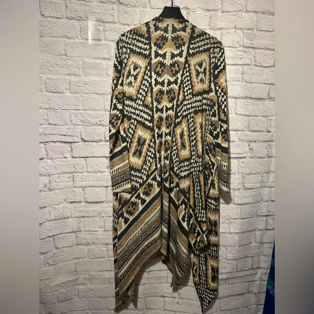 Free People Long line Duster Tribal/ Aztec/ Bohemian Oversized Wool blend Sz XS